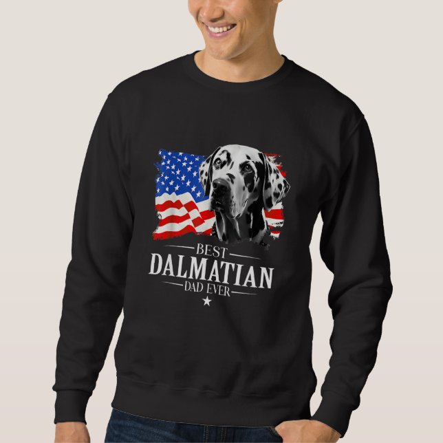 Sudadera Mens Best Dalmatian Dad Ever American Flag Father  (Anverso)