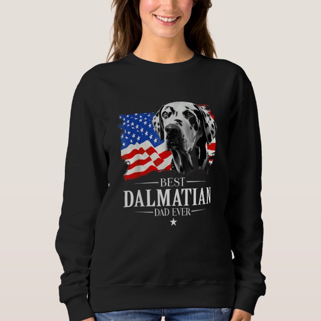 Sudadera Mens Best Dalmatian Dad Ever American Flag Father  (Anverso)