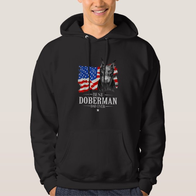 Sudadera Mens Best Doberman Dad Ever American Flag Father s (Anverso)