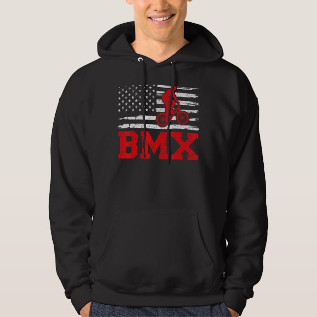 Sudadera Mens Bmx Bicicleta Estilo Retro Bandera Americana  (Anverso)