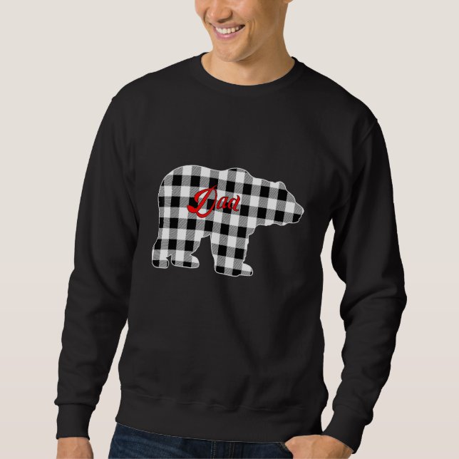 Sudadera Mens Buffalo Black and White Plaid Dad Bear Christ (Anverso)