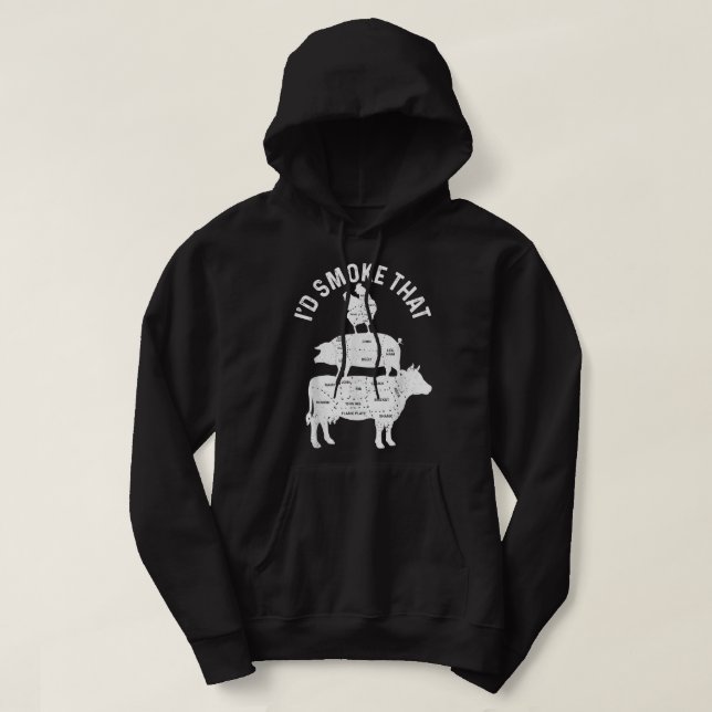 Sudadera Mens Chef Butcher BBQ I'd Smoke That Pork Beef Fun (Diseño del anverso)