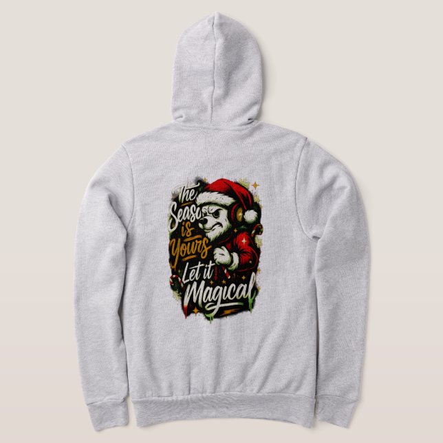 Sudadera Men's Cozy Christmas Bear DJ Holiday Hoodie (Distribución Reverso )