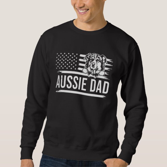 Sudadera Mens Cute AUSSIE dog DAD dog owner US america flag (Anverso)