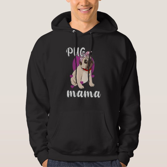 Sudadera Mens Cute Pug Mama Puppy Beagle Ribbon Pet Owner D (Anverso)