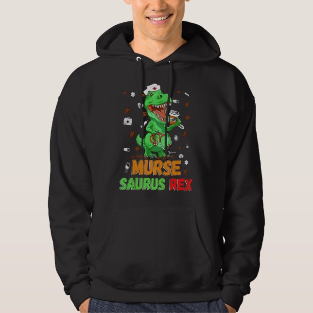 Sudadera Mens Dinosaur Scrub Nurse Life Coffee Rn Murse Nu (Anverso)