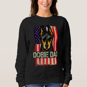 Sudadera Mens Dobie Dad Bandera Americana Doberman Pinscher