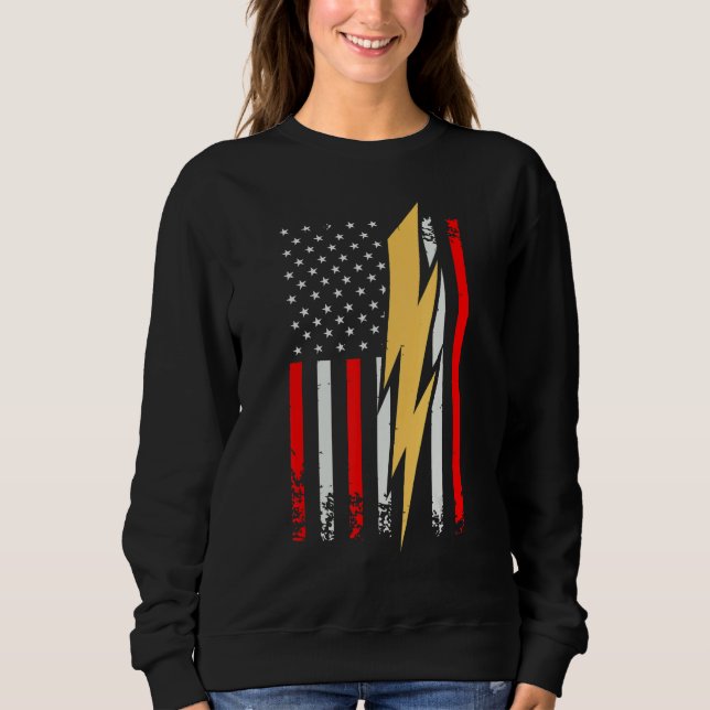 Sudadera Mens Electrician Patriotic US Tee electricians Wir (Anverso)