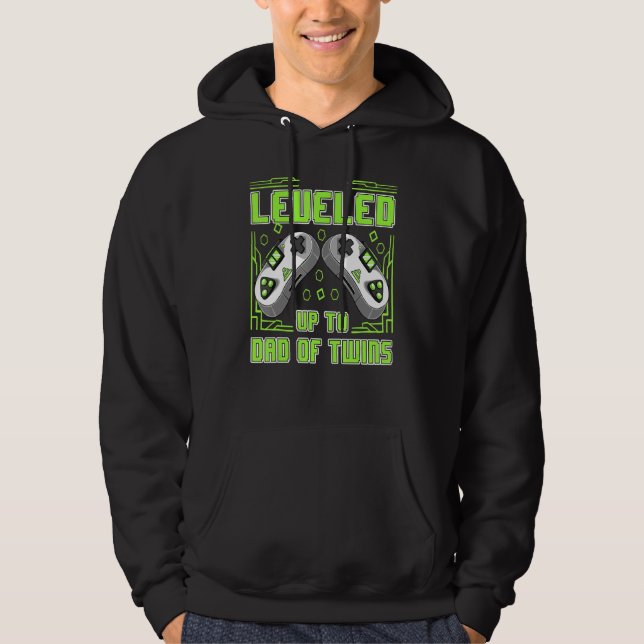 Sudadera Mens Gaming Leveled Up To Dad Of Twins Video Gamer (Anverso)