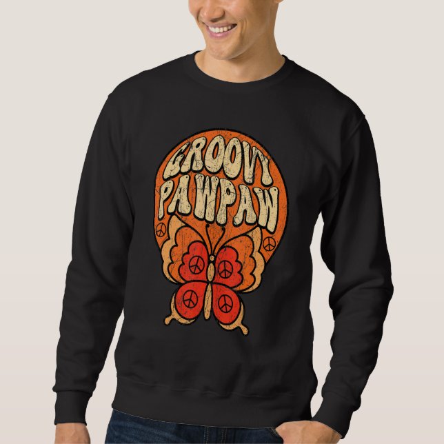 Sudadera Mens Groovy Pawpaw 70s Aesthetic Nostalgia 1970's  (Anverso)