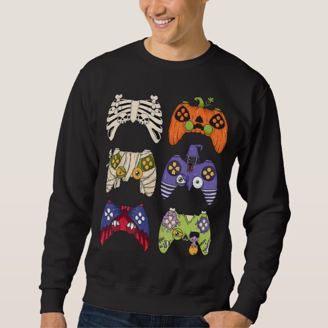 Sudadera Mens Halloween Skeleton Zombie Gaming Controller M (Anverso)