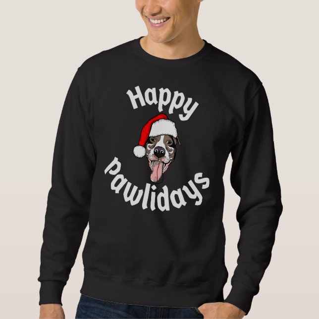 Sudadera Mens Happy Pawlidays Merry Pitmas Pitbull Navidad (Anverso)