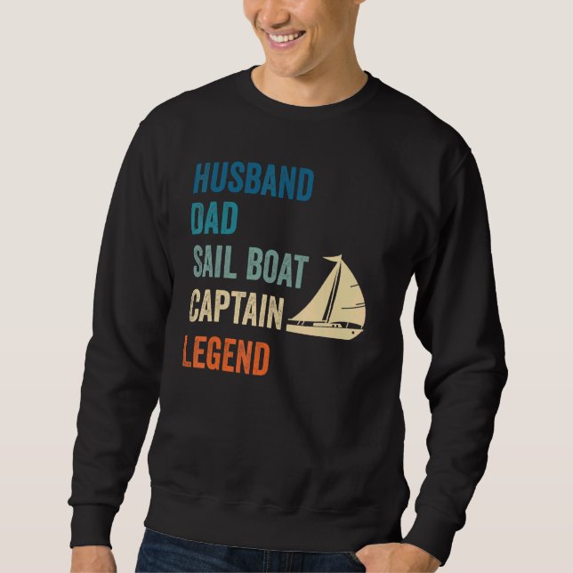 Sudadera Mens Husband Dad Sail Bot Captain Leyenda (Anverso)