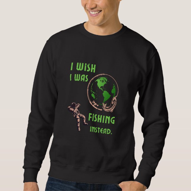 Sudadera Mens I Wish I Was Fishing Instead Fisherman Retro  (Anverso)