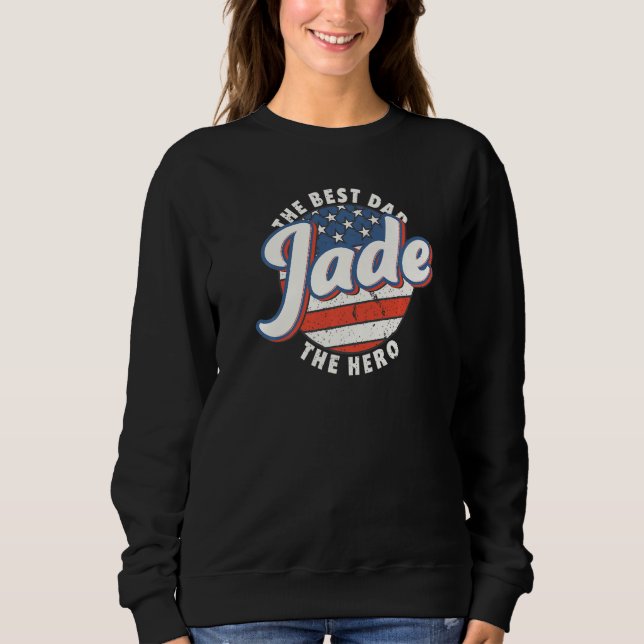 Sudadera Mens Jade Best Dad Hero US Flag Personalised Fathe (Anverso)