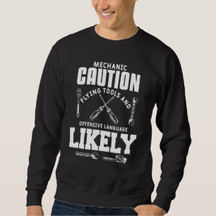 Sudadera Mens Mechanic Caution Car Auto Mechaner Engineer