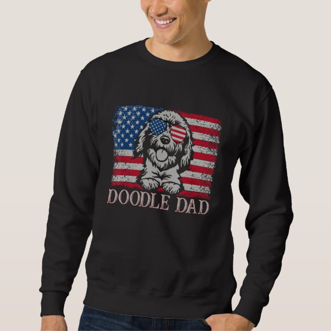 Sudadera Mens Mens Doodle Dad Goldendoodle Dog American Fla (Anverso)