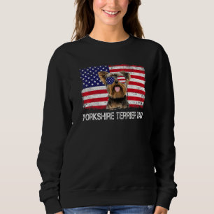 Sudadera Mens Mens Yorkshire Terrier Dad Us Flag 4 Of Jul