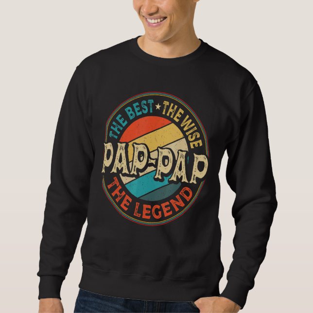 Sudadera Mens Pap Pap The Best The Wire The Legend Grandpa (Anverso)