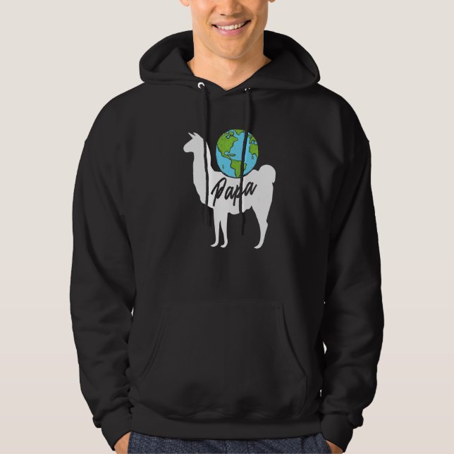 Sudadera Mens Papa Llama Día de la Tierra Un Día Ambientali (Anverso)