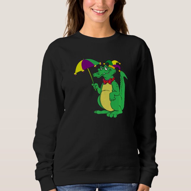Sudadera Mens Parading Mardi Gras Alligator Crocodile With  (Anverso)