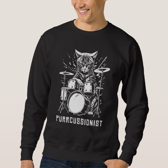 Sudadera Men's Percussion Drummer Drumming Drums cat item (Anverso)