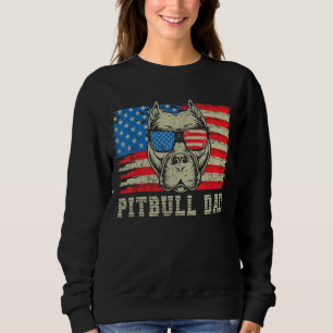 Sudadera Mens Pitbull Dad American Pit Bulldog Bandera de l