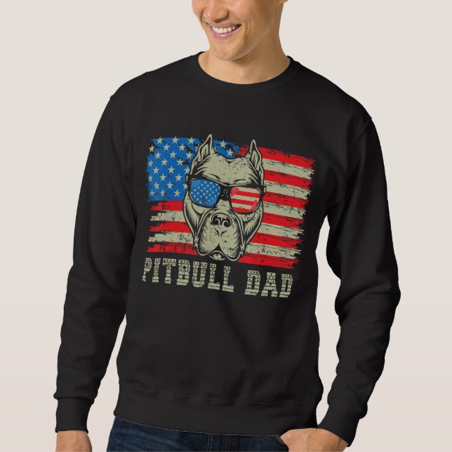 Sudadera Mens Pitbull Dad American Pit Bulldog Bandera de l (Anverso)