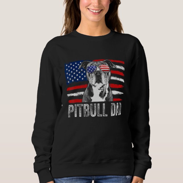 Sudadera Mens Pitbull Dad Mens  Proud American Pit Bull Dog (Anverso)