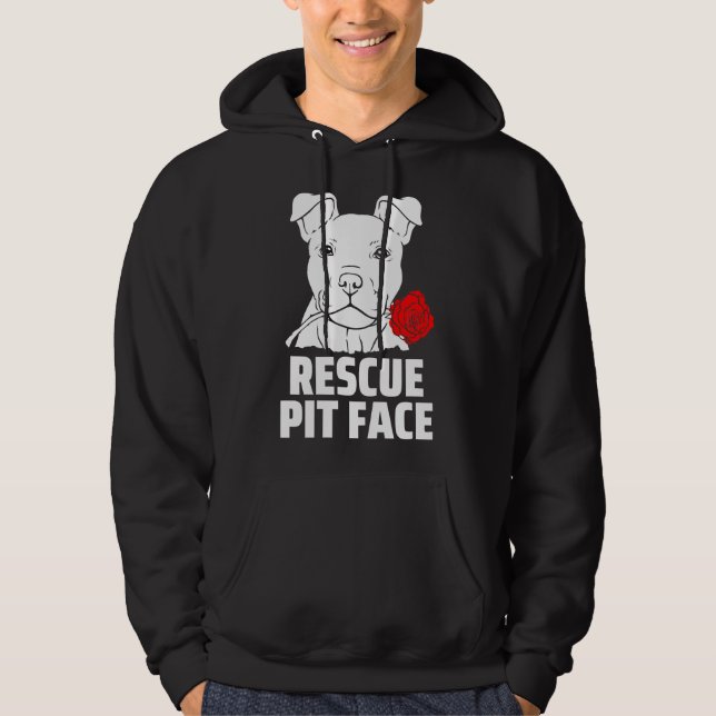 Sudadera Mens Pitbull Rescue Pit Face Funny Cute Pitbull Do (Anverso)