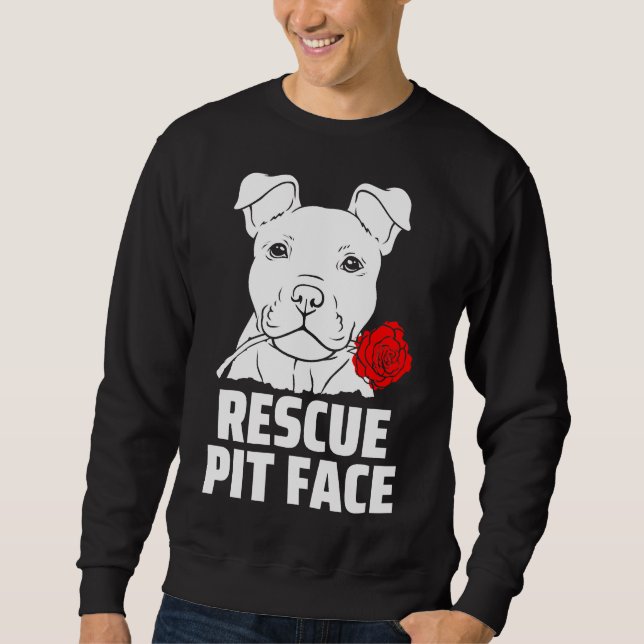 Sudadera Mens Pitbull Rescue Pit Face Funny Cute Pitbull Do (Anverso)