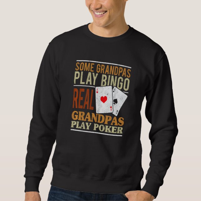 Sudadera Mens Poker Texas Holdem Real Grandpas Play Poker   (Anverso)