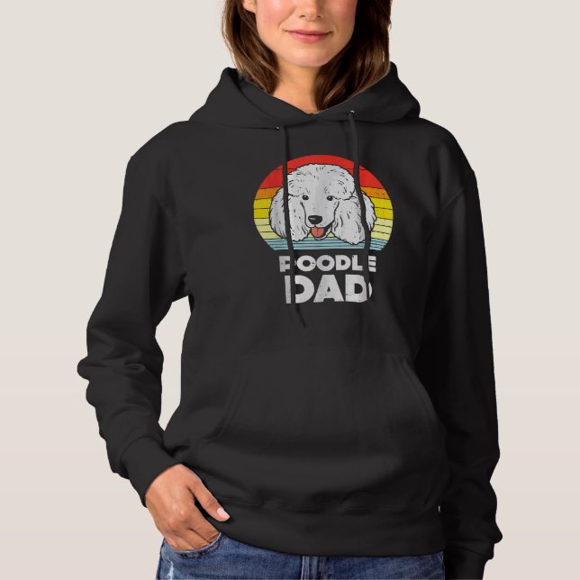 Sudadera Mens Poodle Dad Sunset Retro Animal Mascota Perro  (Anverso)