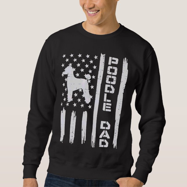 Sudadera Mens Poodle Dad Us Flag Patriot Dog Lover (Anverso)