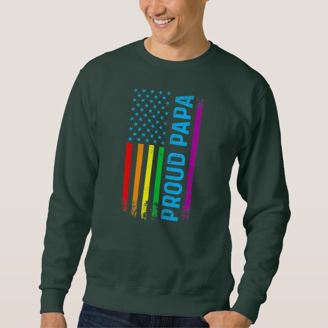 Sudadera Mens Proud Papa Grandpa Dad LGBT LGBTQ Gay Pride (Anverso)