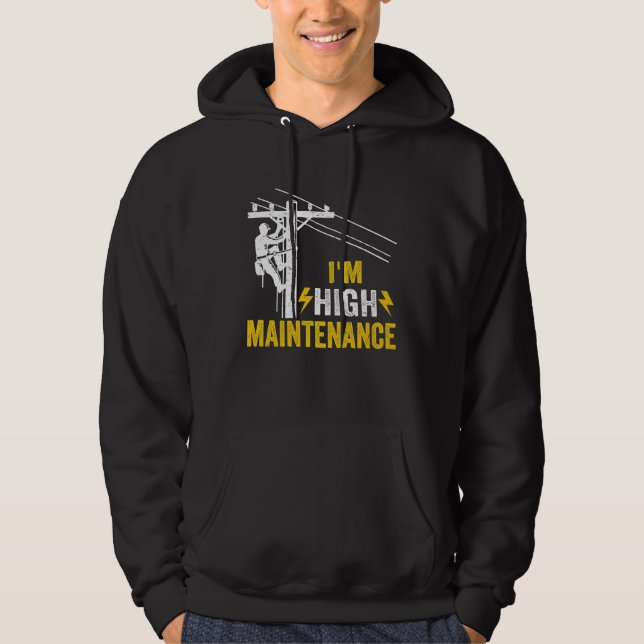 Sudadera Mens Retro Electrician Lineman Journeyman I'm High (Anverso)