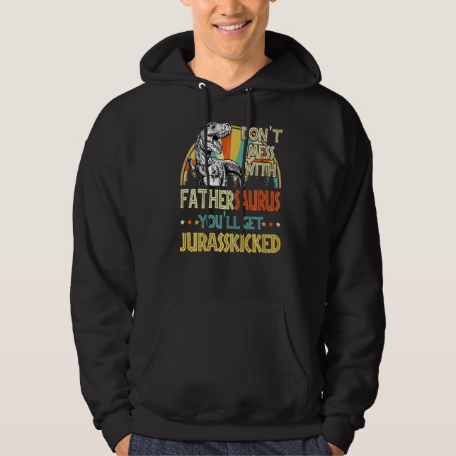 Sudadera Mens Retro Fathersaurus Dinosaur Rex Vintage Fathe (Anverso)