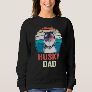 Sudadera Mens Retro Husky Dad America Bandera Gafas de sol