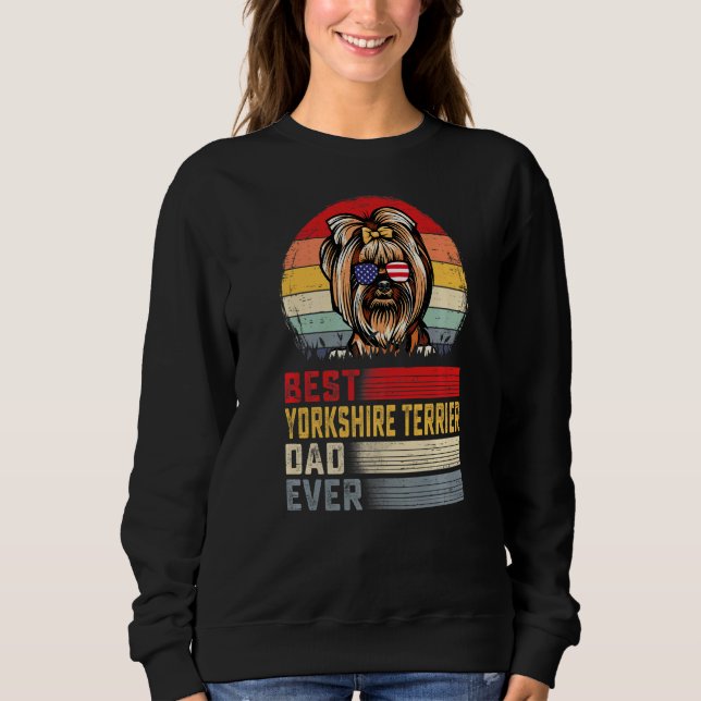 Sudadera Mens Retro Mejor Padre Terrier de Yorkshire (Anverso)