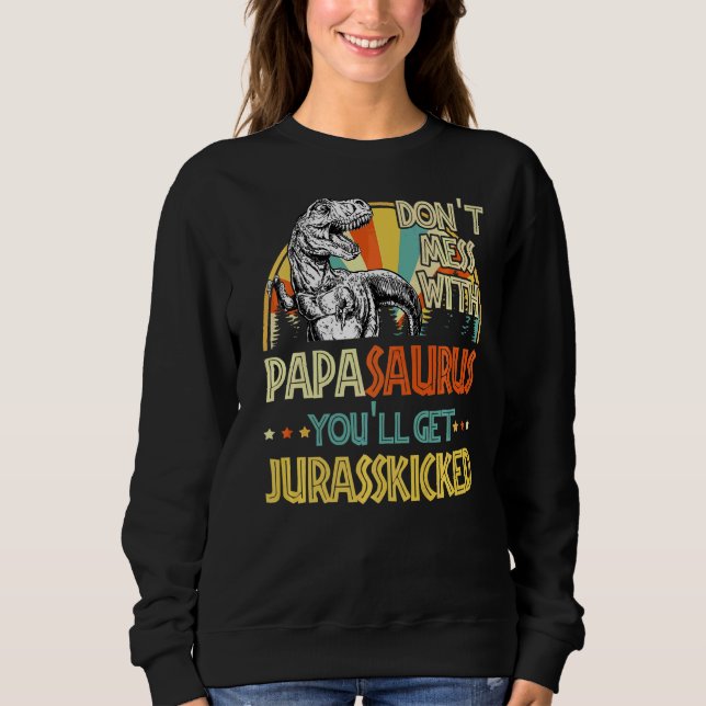 Sudadera Mens Retro Papasaurus Dinosaur Rex Vintage Father (Anverso)