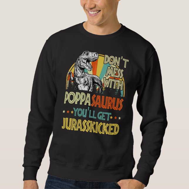 Sudadera Mens Retro Poppasaurus Dinosaur Rex Vintage Padre (Anverso)