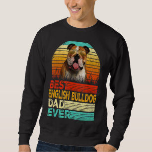 Sudadera Mens Retro Vintage Mejor Bulldog Inglés Papá Nunca
