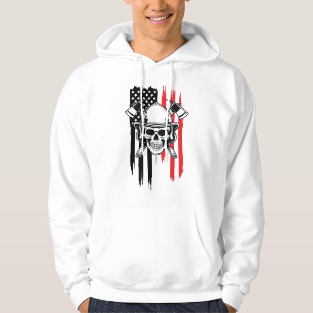 Sudadera Mens Skull Firefighter  (Anverso)