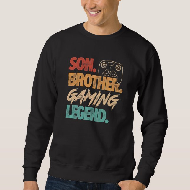 Sudadera Mens Son Brother Gaming Leyenda Video Game Player  (Anverso)