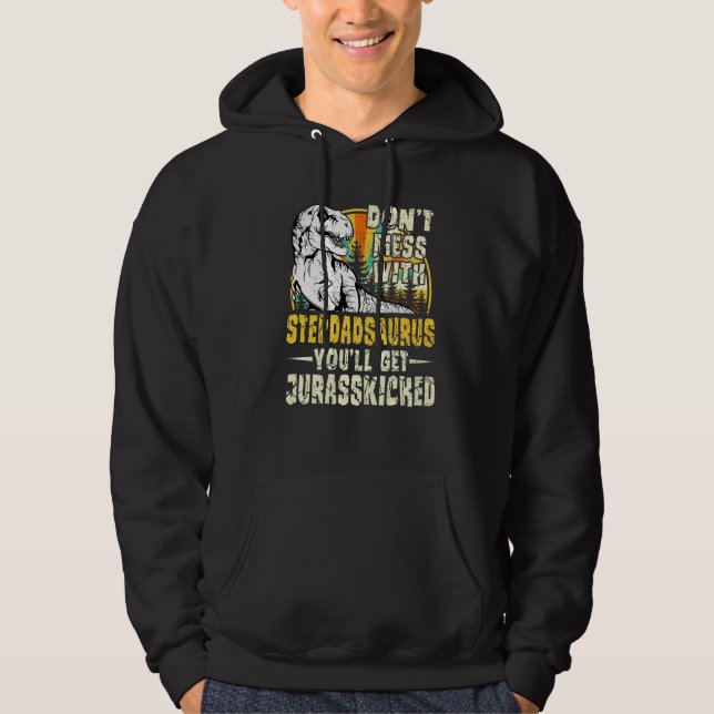 Sudadera Mens Stepdad Rex Saurus Papasaurus Dinosaurios Hom (Anverso)