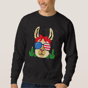 Sudadera Mens Usa Llama Patriótica Animal Cactus America F