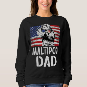 Sudadera Mens Vintage American Flag Maltipoo Dad Dog For F