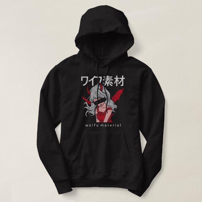 Sudadera Mens Waifu Material Devil Anime Chica Japonés Mang (Diseño del anverso)
