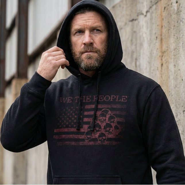 Sudadera Men's We The People American Flag  Black Hoodie (Subido por el creador)