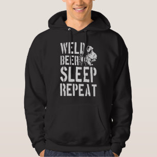 Sudadera Mens Welder Weld Beer Sleep Repetir Funny Soldadur